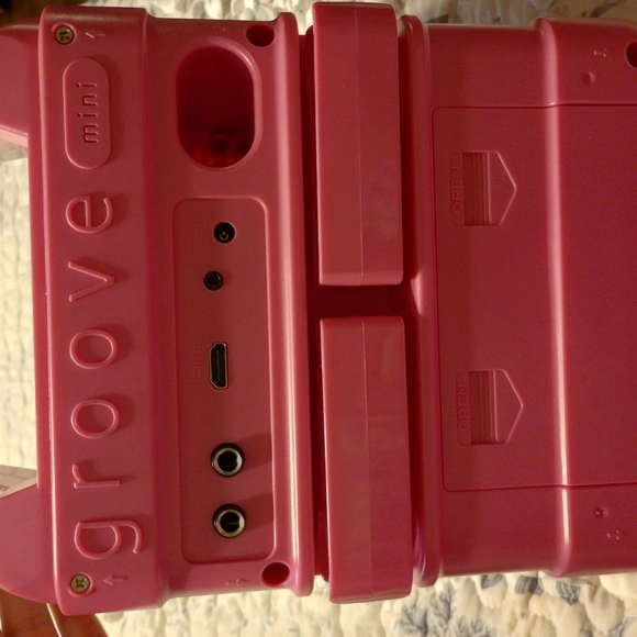 Pink and White Boombox with Microphone and Digital Display - Picture 5 of 10